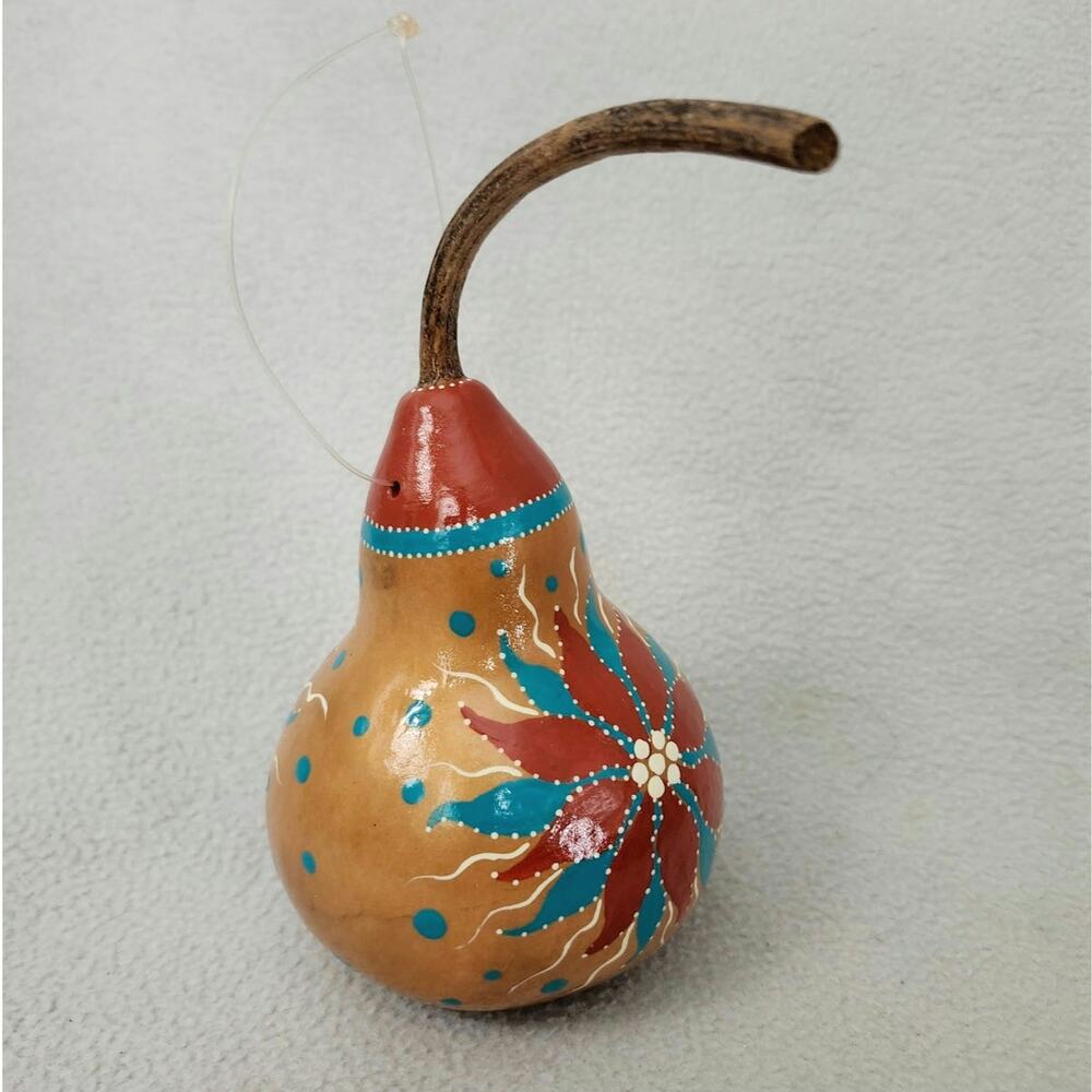 New Vintage Folk Art Painted Gourd Geraldine Liermann Ornament Musuem Aztec